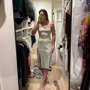 Susana monaco ivory leather midi dress